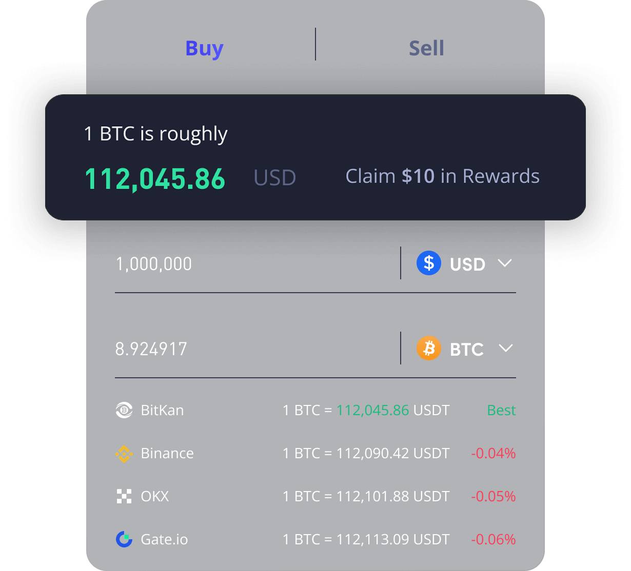 BitKan quick trade card
